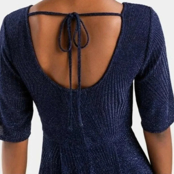 Mi Ami by Francesca’s Navy Blue Glitter Romper Large - Picture 2 of 7